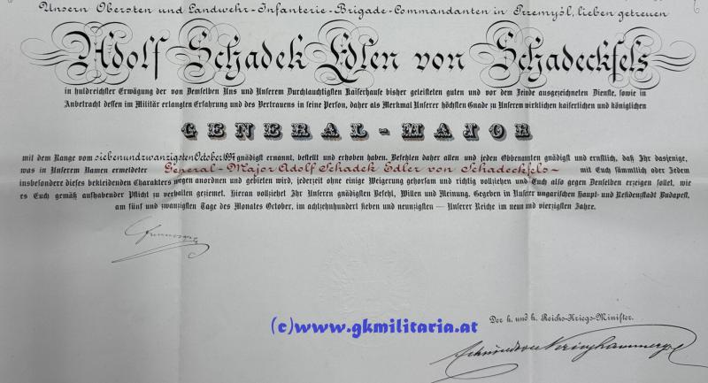 Mehr Fotos: Großer Urkundennachlass Feldmarschallleutnant Adolf Schadek Edler von Schadeckfels - Kmdt. Landwehr-Infanterie-Brigade in Przemysl!!