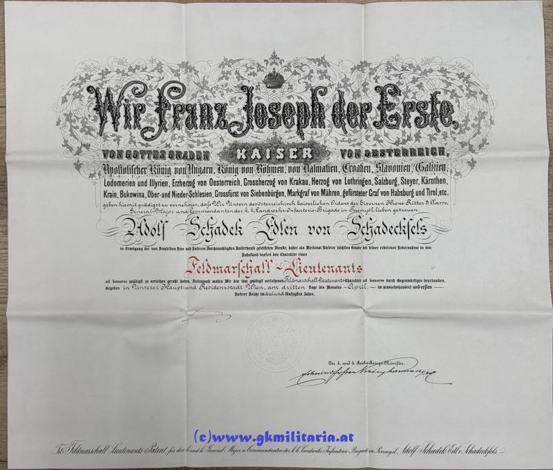 Mehr Fotos: Großer Urkundennachlass Feldmarschallleutnant Adolf Schadek Edler von Schadeckfels - Kmdt. Landwehr-Infanterie-Brigade in Przemysl!!