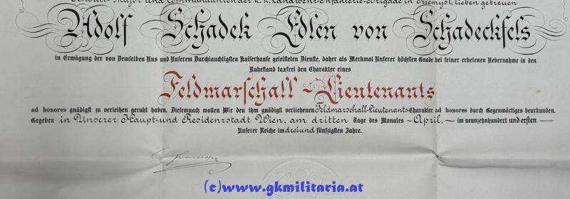 Mehr Fotos: Großer Urkundennachlass Feldmarschallleutnant Adolf Schadek Edler von Schadeckfels - Kmdt. Landwehr-Infanterie-Brigade in Przemysl!!