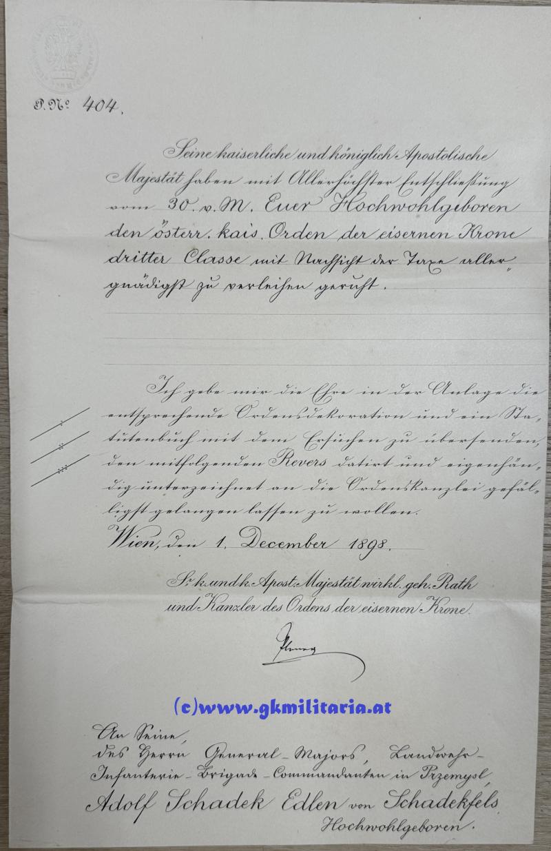 Mehr Fotos: Großer Urkundennachlass Feldmarschallleutnant Adolf Schadek Edler von Schadeckfels - Kmdt. Landwehr-Infanterie-Brigade in Przemysl!!