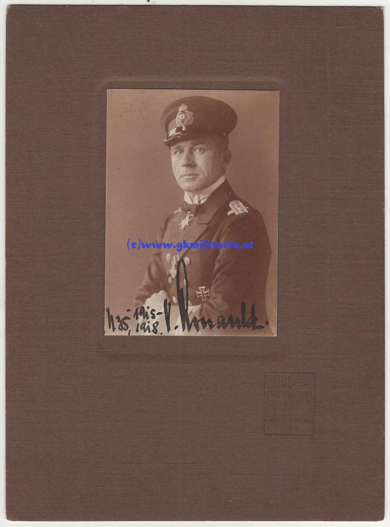 Portrait Kaiserliche Marine - Kapitänleutnant Lothar v. Arnauld de la Periere - Kmdt. U35 Pola - eigenh. Widmung & Pour le Merite Orden!