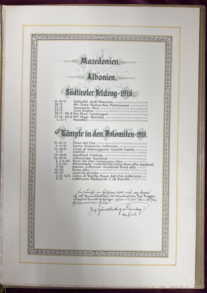 k.u.k. Prunkmappe Oberst Zdenko Kuttig von Domberg - seine Feldzüge im 1. Weltkrieg!!