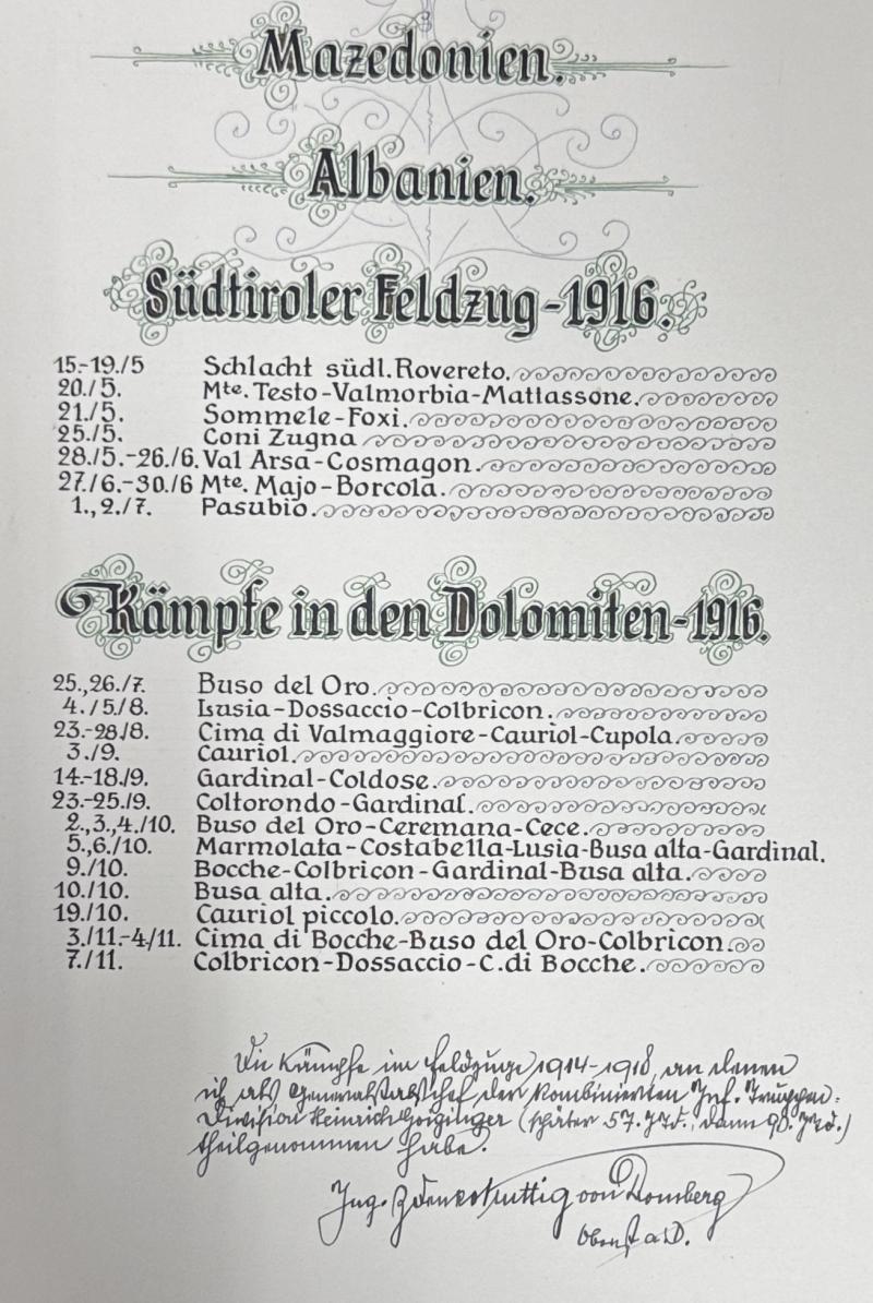 k.u.k. Prunkmappe Oberst Zdenko Kuttig von Domberg - seine Feldzüge im 1. Weltkrieg!!