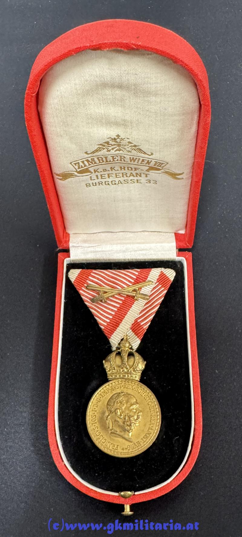 k.u.k. Bronzene Militärverdienstmedaille Kaiser Franz Josef I. im Etui - ZIMBLER!