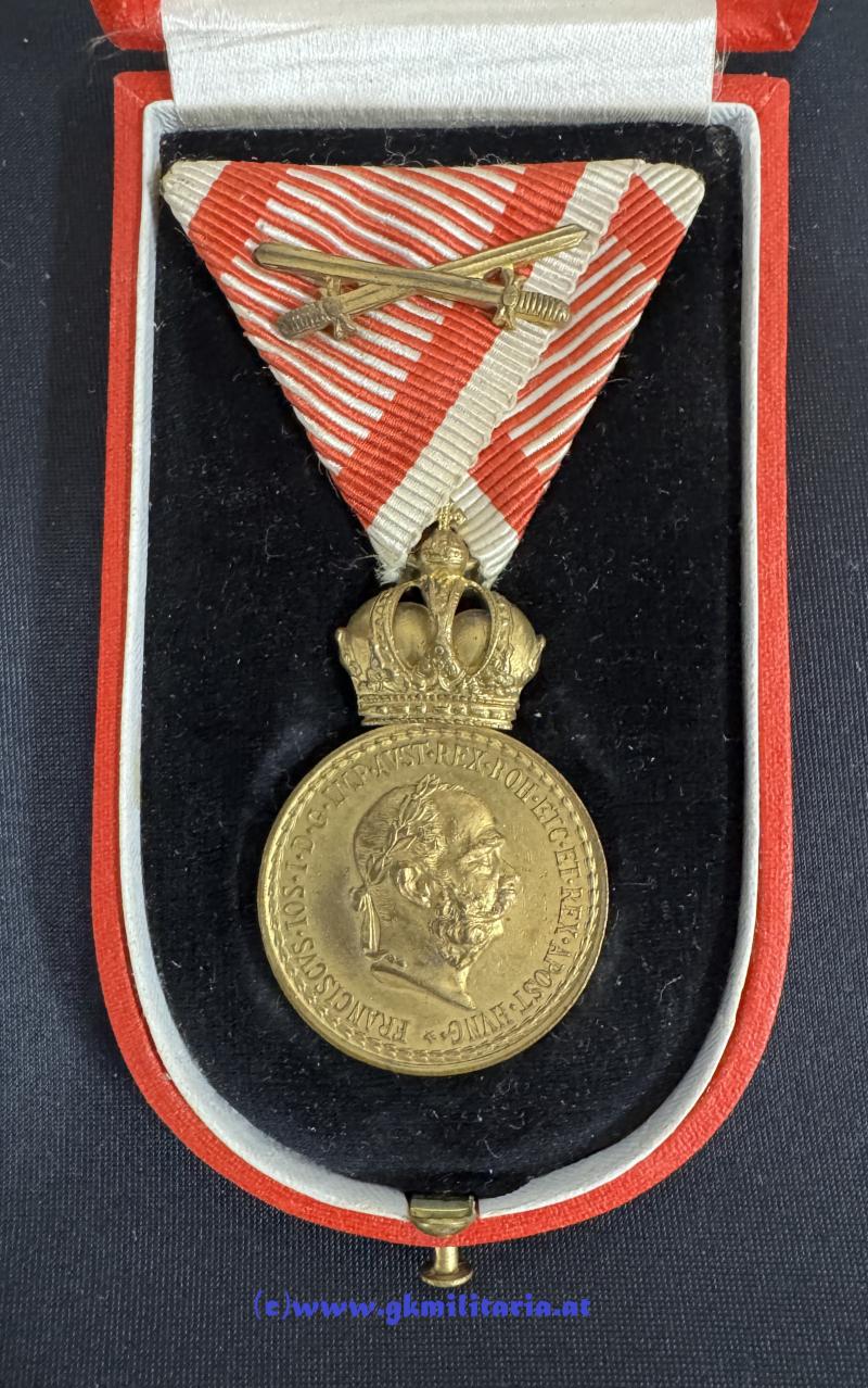k.u.k. Bronzene Militärverdienstmedaille Kaiser Franz Josef I. im Etui - ZIMBLER!