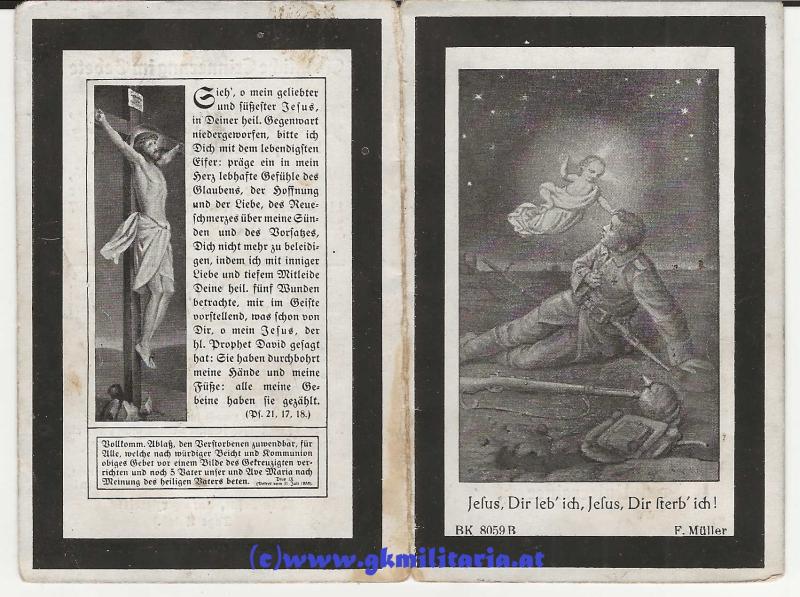 k.u.k. Sterbebild Paul Unterrainer - 3. Sturmkompanie/11. Armee! - Monte Ortigara/Südfront!