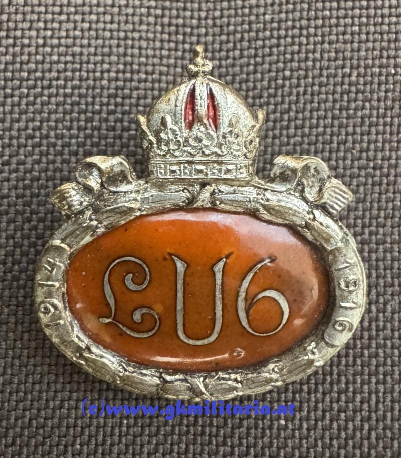 k.u.k. Kappenabzeichen Landwehr-Ulanen-Regiment  Nr.6 - L.U.R. 6 !!