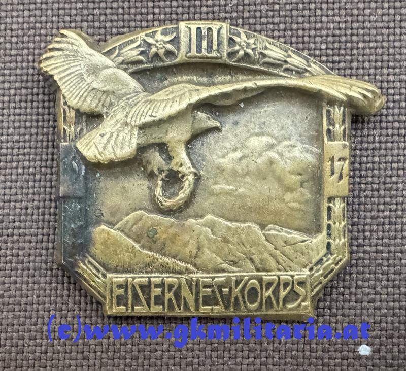 k.u.k. Kappenabzeichen III. EISERNES KORPS - 1917 !!