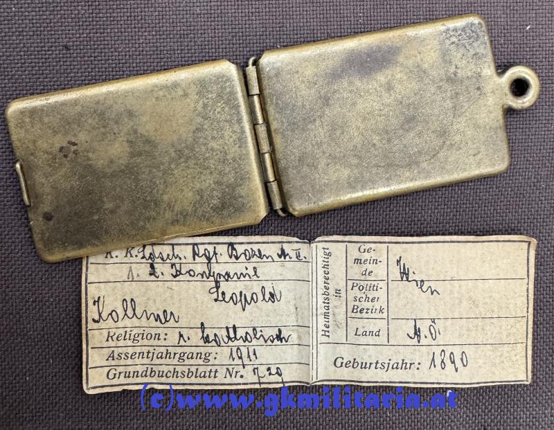 k.u.k. Legitimationskapsel Lepold Kollmer k.k. Landesschützen-Regiment BOZEN Nr. II. !!