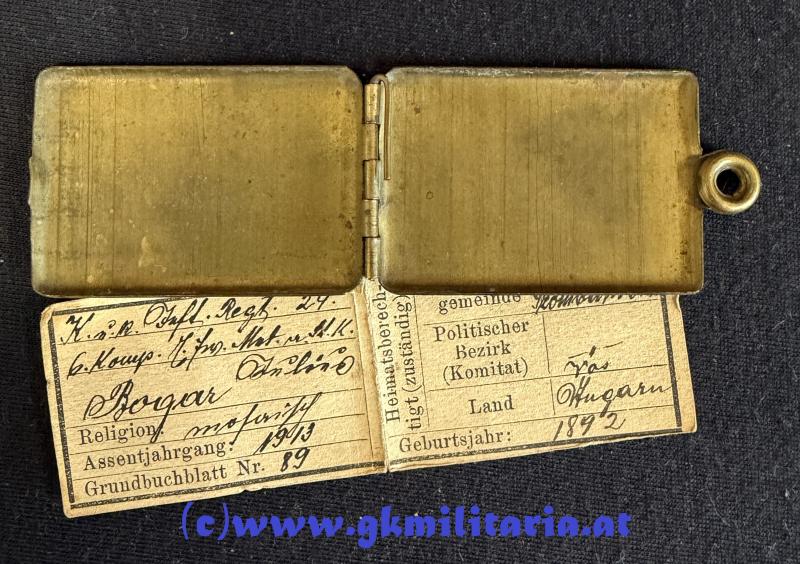 k.u.k. Legitimationskapsel Juline BOGAR k.u.k. Galizisch-bukowina'sches Infanterieregiment Nr. 24 - Jude/mosaischer Glaube!!