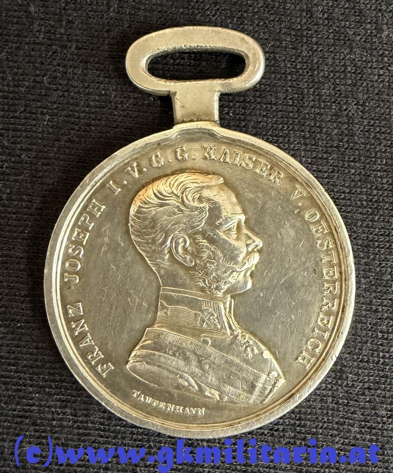 k.u.k. Tapferkeitsmedaille 2. Klasse, 4. Modell Kaiser Franz Josef I. 3. Typ 1866-1917!! mit Henkelöse ohne Punzierung vor 1872!!