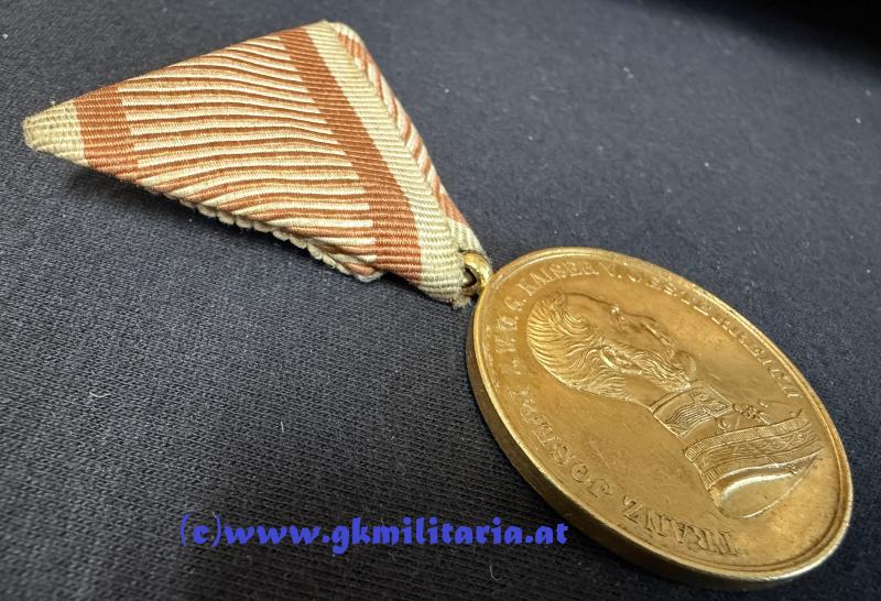 k.u.k. Goldene Tapferkeitsmedaille 4. Modell Kaiser Franz Joseph I. 3. Typ 1866-1917!! Bronze vergoldet!!