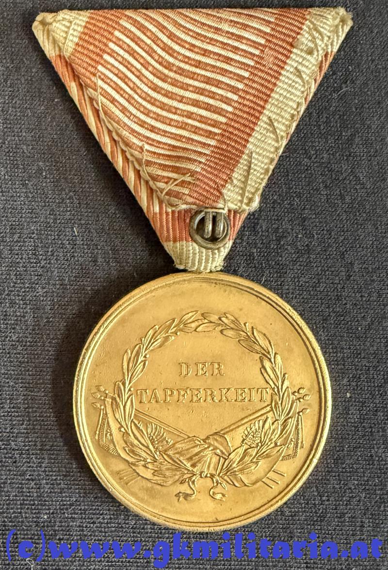 k.u.k. Goldene Tapferkeitsmedaille 4. Modell Kaiser Franz Joseph I. 3. Typ 1866-1917!! Bronze vergoldet!!