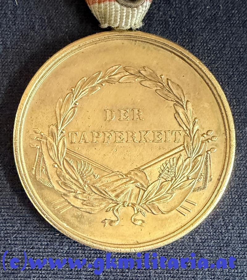 k.u.k. Goldene Tapferkeitsmedaille 4. Modell Kaiser Franz Joseph I. 3. Typ 1866-1917!! Bronze vergoldet!!