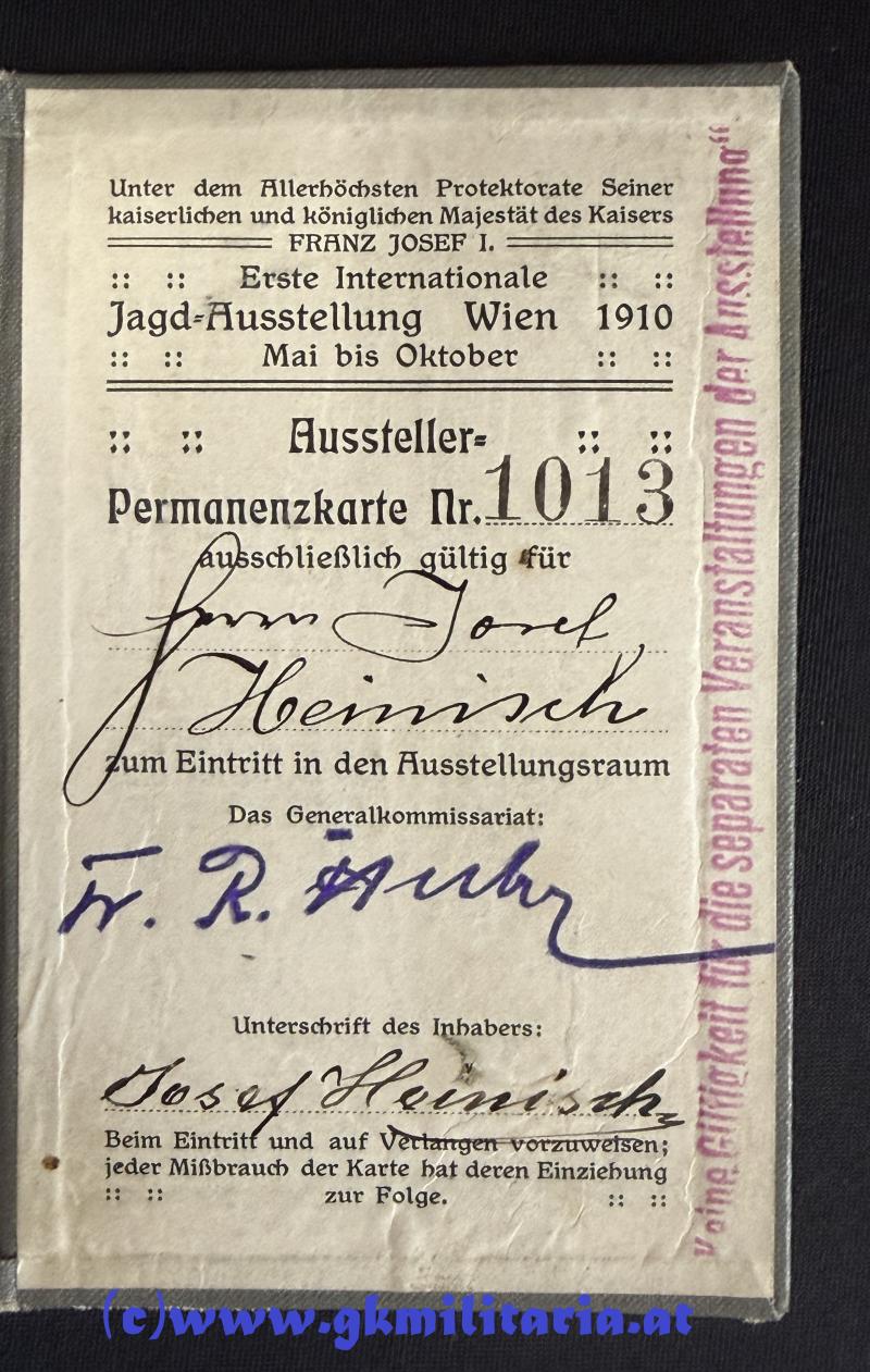 k.u.k. Ausweis: Austeller-Permanenzkarte
