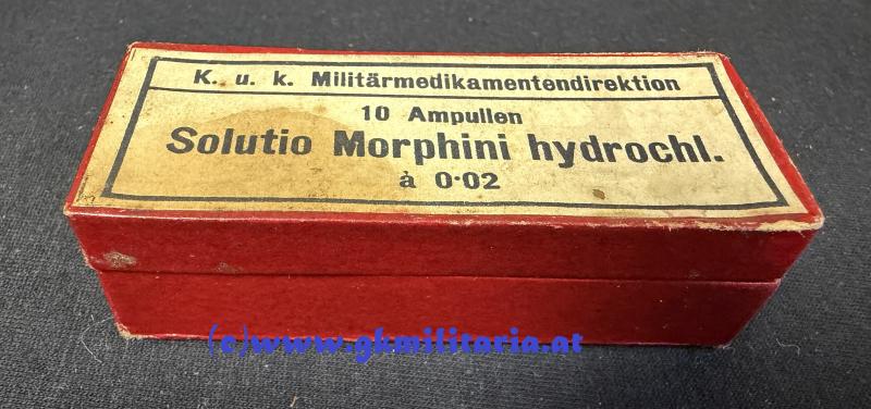 k.u.k. Militärmedikamentendirektion - Schachtel 10 Ampullen Kokain