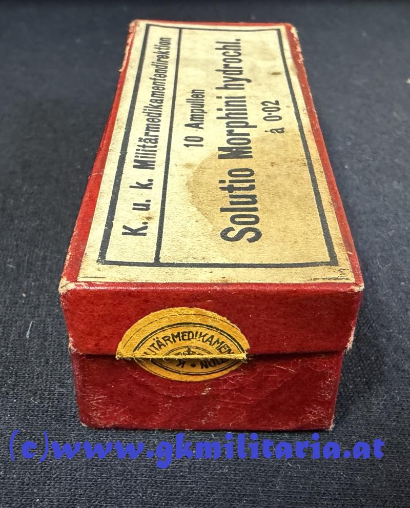 k.u.k. Militärmedikamentendirektion - Schachtel 10 Ampullen Kokain