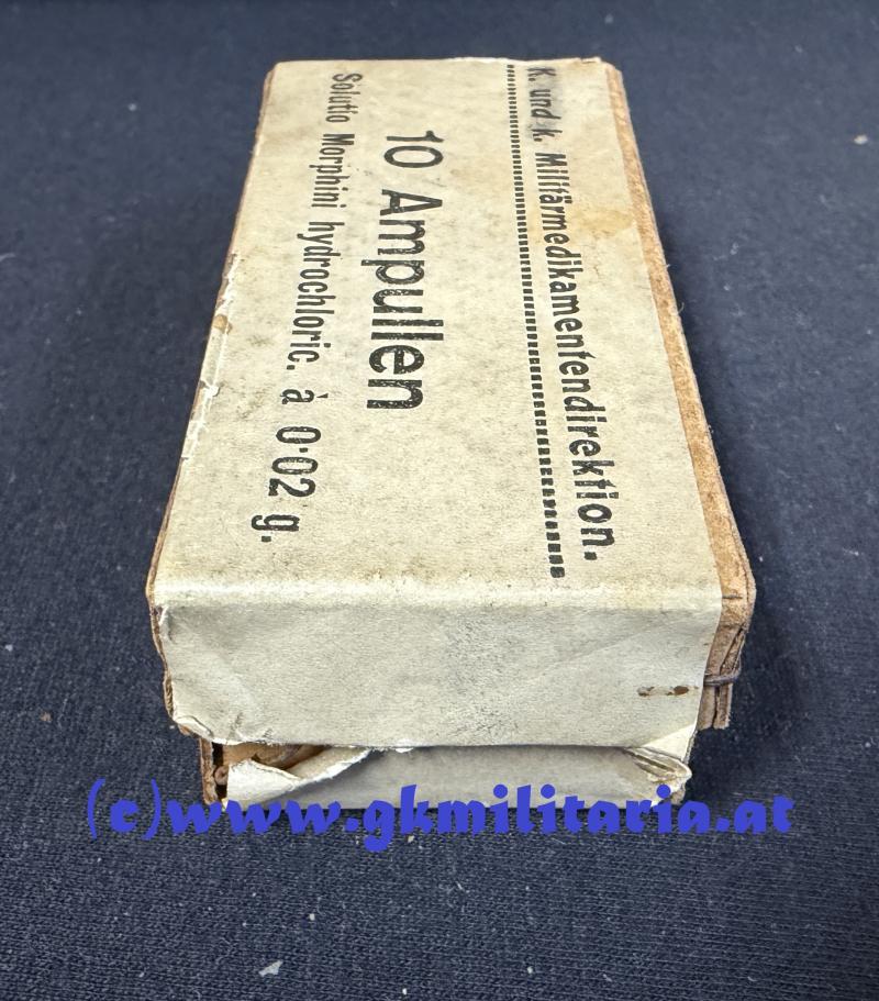 k.u.k. Militärmedikamentendirektion - Schachtel 10 Ampullen Morphium
