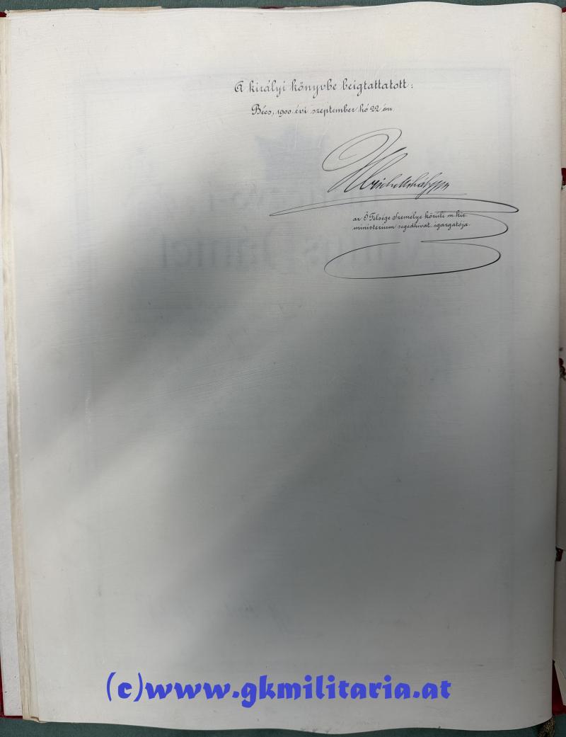 königl. ungarisches Adels-Diplom zugunsten von Oberst Daniel MILIUS VON RASTICEVO Kmdt. Divisions-Artillerie-Regimentes Nr. 34 !!