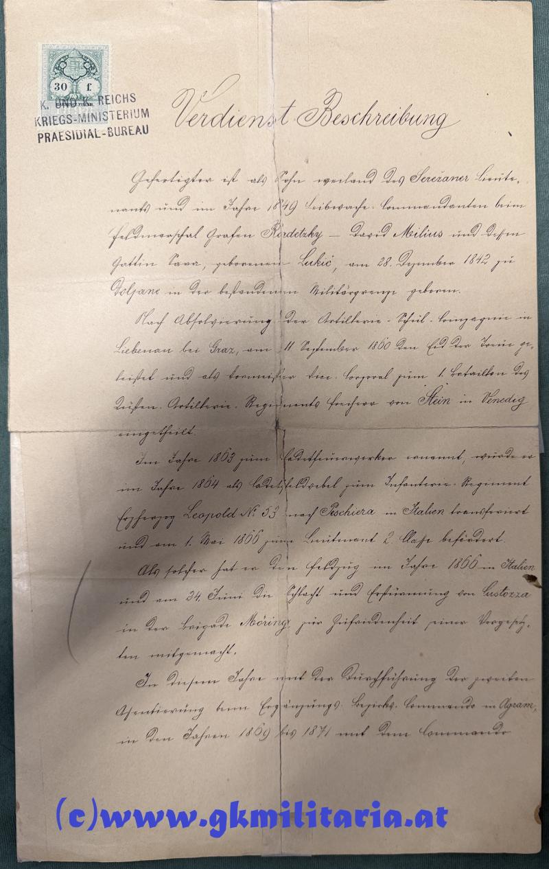 Weitere Fotos: königl. ungarisches Adels-Diplom zugunsten von Oberst Daniel MILIUS VON RASTICEVO Kmdt. Divisions-Artillerie-Regimentes Nr. 34 !!