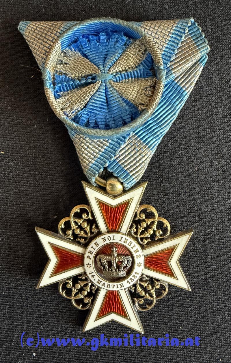 Orden der Krone von Rumänien Offizierskreuz im Etui - 1. Modell Silber - Österreichische Fertigung Karl Fleischhacker um 1910!