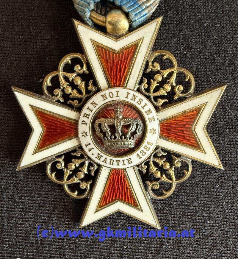 Orden der Krone von Rumänien Offizierskreuz im Etui - 1. Modell Silber - Österreichische Fertigung Karl Fleischhacker um 1910!