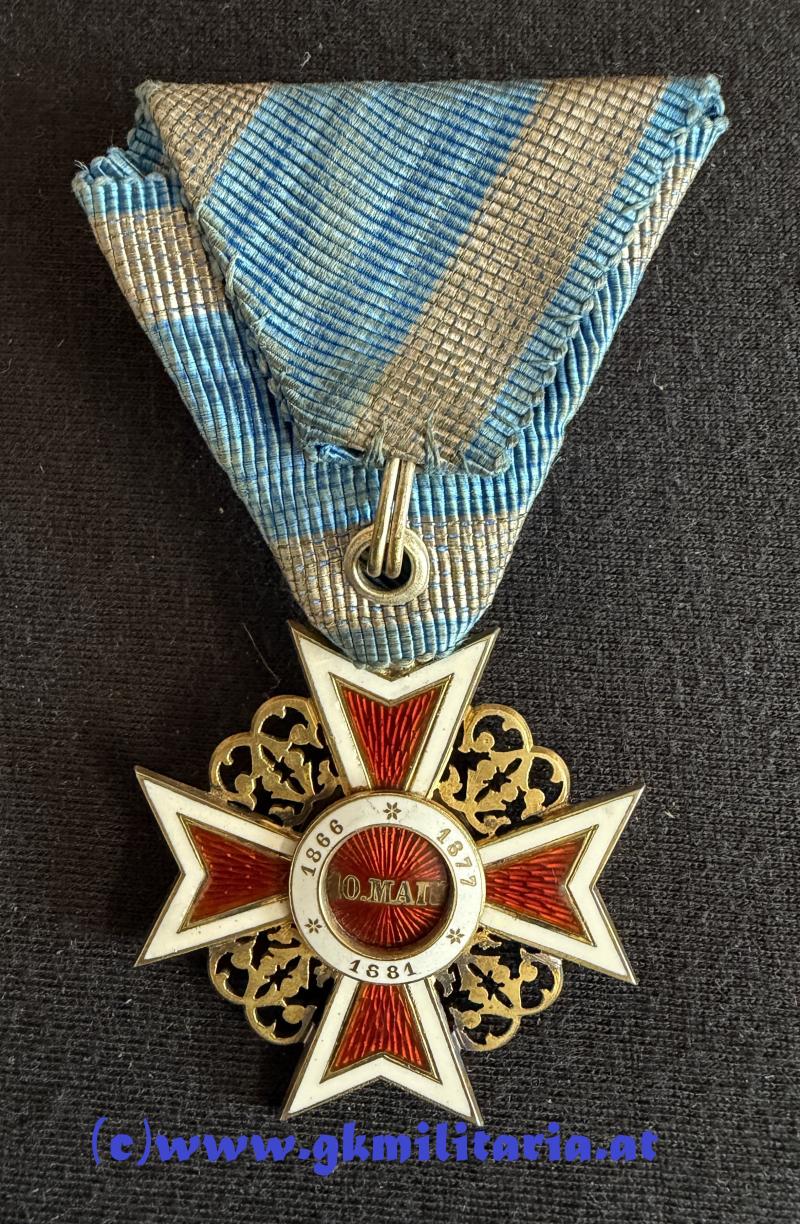 Orden der Krone von Rumänien Offizierskreuz im Etui - 1. Modell Silber - Österreichische Fertigung Karl Fleischhacker um 1910!