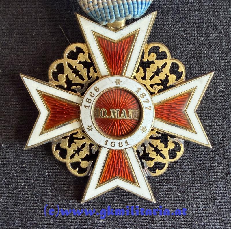 Orden der Krone von Rumänien Offizierskreuz im Etui - 1. Modell Silber - Österreichische Fertigung Karl Fleischhacker um 1910!