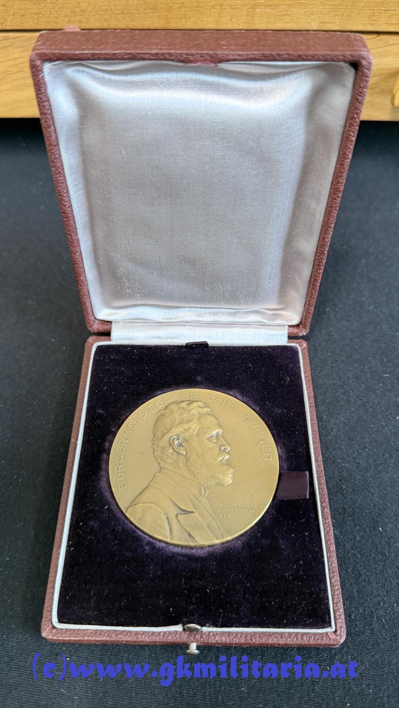 k.u.k. Medaille - 60. Geburtstag Bürgermeister Dr. Karl Lueger im Etui - 1904!!