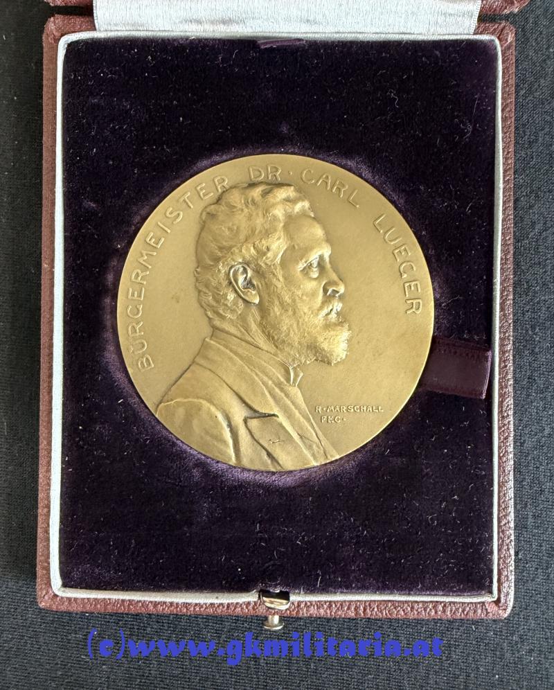 k.u.k. Medaille - 60. Geburtstag Bürgermeister Dr. Karl Lueger im Etui - 1904!!