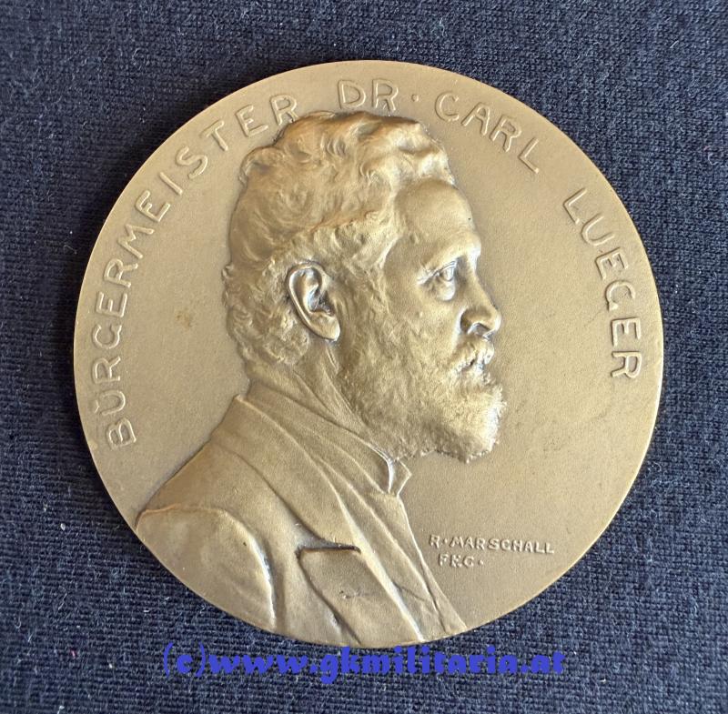 k.u.k. Medaille - 60. Geburtstag Bürgermeister Dr. Karl Lueger im Etui - 1904!!