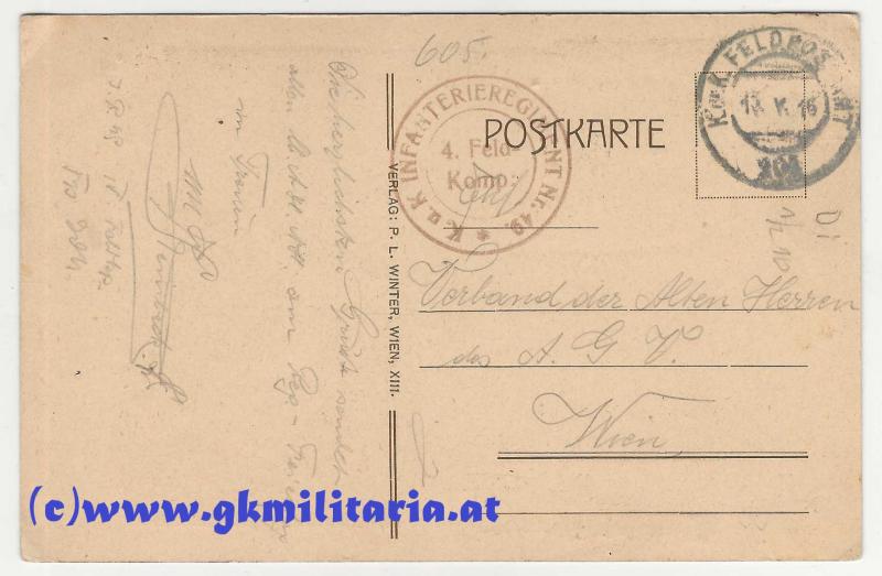 Regimentskarte - k.u.k. Infanterie-Regiment Freiherr von Heß Nr. 49 -