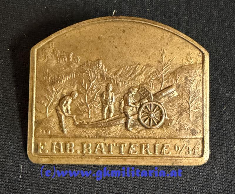 k.u.k. Kappenabzeichen - F. HB. BATTERIE 6/34. !!