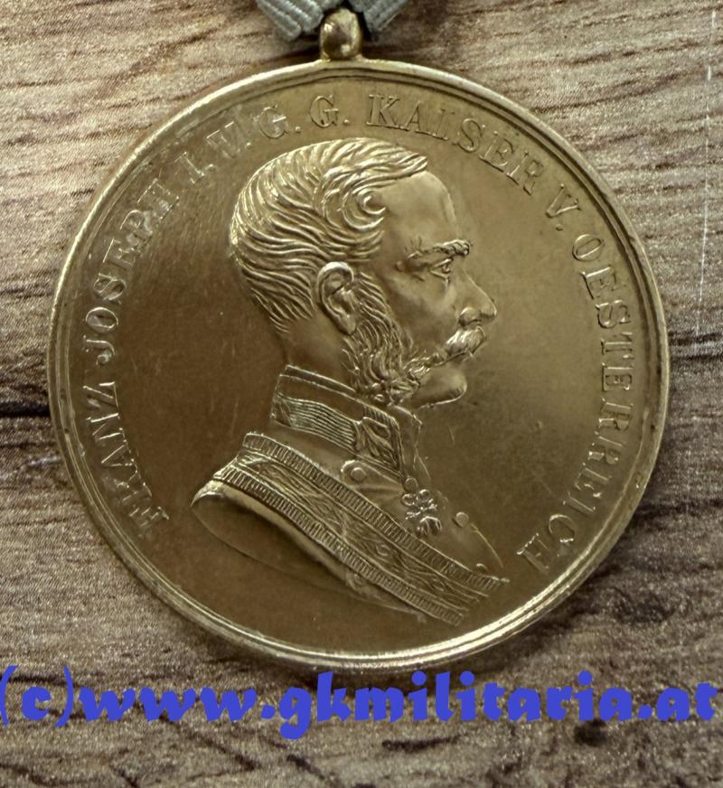 k.u.k. Goldene Tapferkeitsmedaille 4. Modell Kaiser Franz Joseph I. 3. Typ 1866-1917!! Bronze vergoldet!!