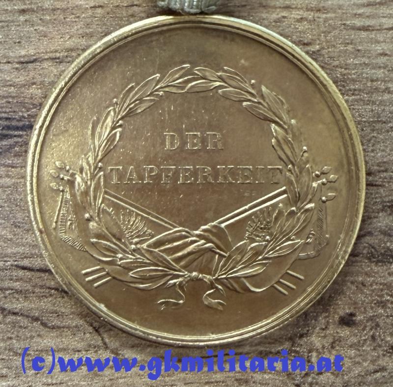 k.u.k. Goldene Tapferkeitsmedaille 4. Modell Kaiser Franz Joseph I. 3. Typ 1866-1917!! Bronze vergoldet!!