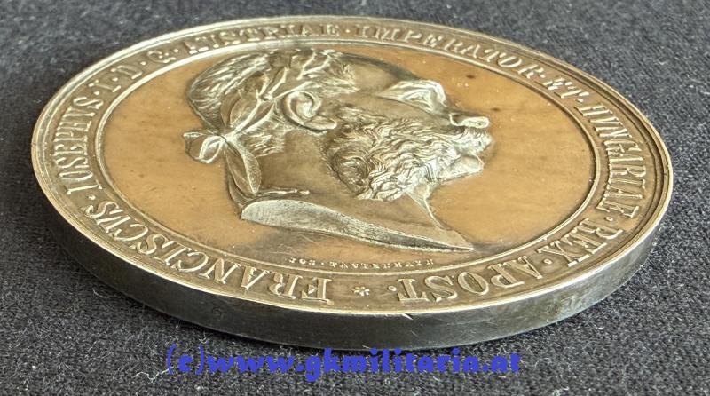k.u.k. Medaille Kaiser Franz Josef I. - Ehrenpreis Ausstellung Korneuburg 1908 - Randgravur - SILBER!!
