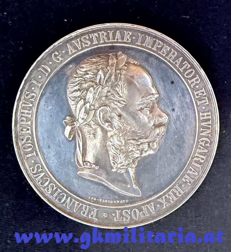 k.u.k. Medaille Kaiser Franz Josef I. - Ehrenpreis Ausstellung Korneuburg 1908 - Randgravur - SILBER!!
