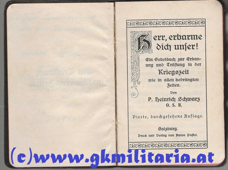 k.u.k. Österreichisches Kriegsgebetbüchlein - Widmung Baronin Elisabeth v. Riedersperg 1914 !!