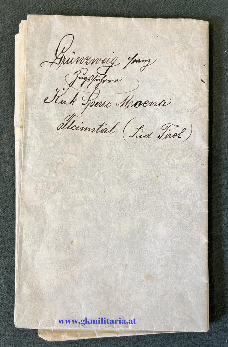 k.u.k. Miltärgeographische Karte Topograhische Detailkarte Pala-Gruppe Südfront! Zugsführer Grünzweig k.u.k. Sperrre Moena Fleimstal!