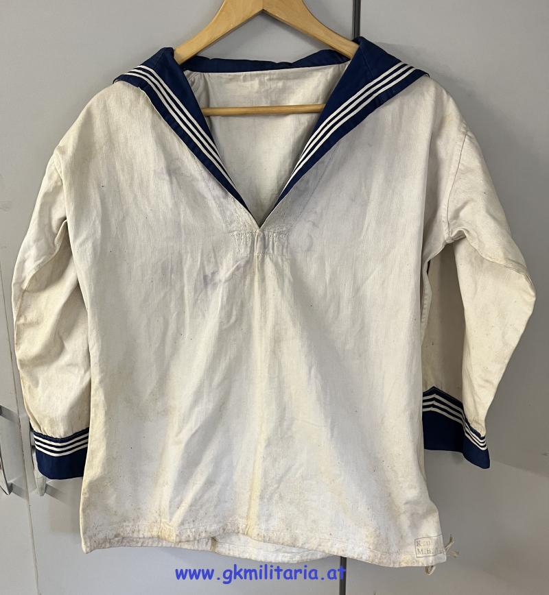 k.u.k. Weißes Hemd mit blauem Kragen eines Matrosen der k u. k. Kriegsmarine