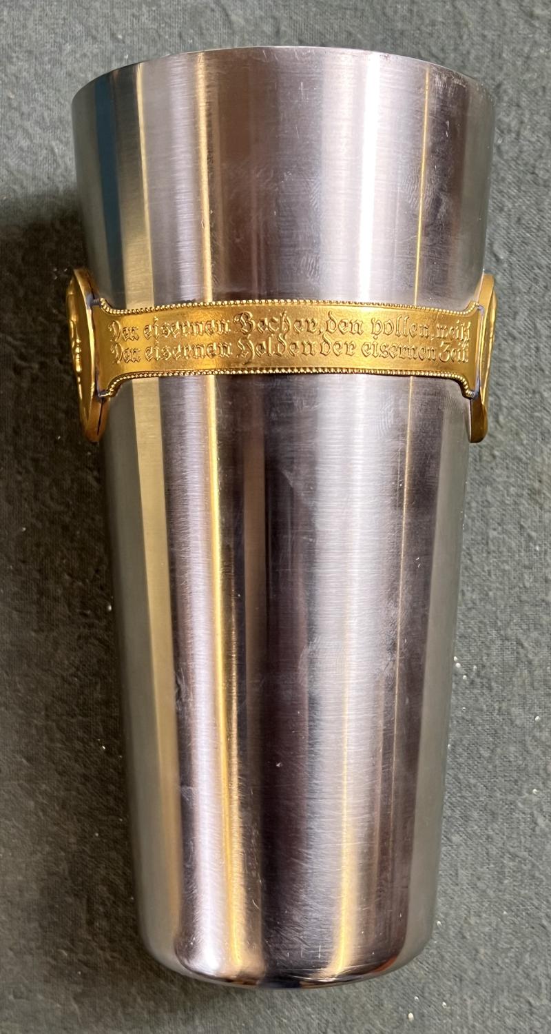 k.u.k. großer Kriegsbecher 1914/15 im Original-Etui - Variante mit Widmung Weihnachten 1915!