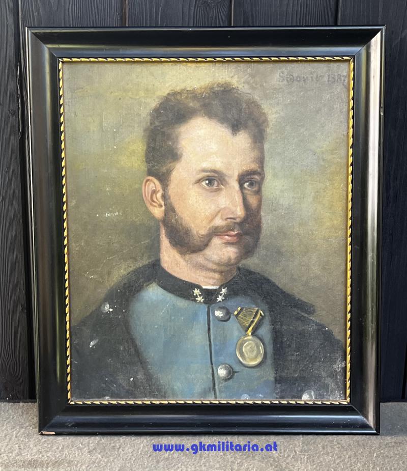 k.u.k. Ölbild Korporal der Pioniere - signiert 1887!