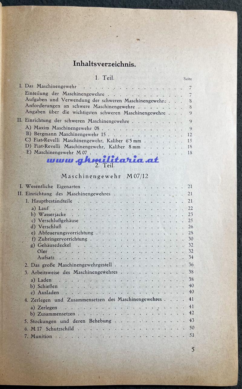 Nachschlagbehelf 8mm M07/12 schweres Maschinengewehr Schwarzlose - Ausgabe 1936 - 1. Republik!