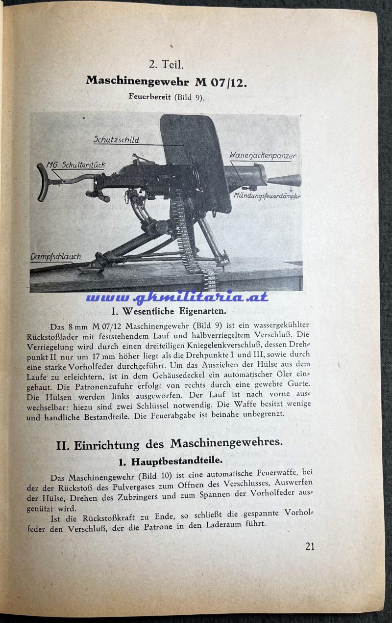 Nachschlagbehelf 8mm M07/12 schweres Maschinengewehr Schwarzlose - Ausgabe 1936 - 1. Republik!