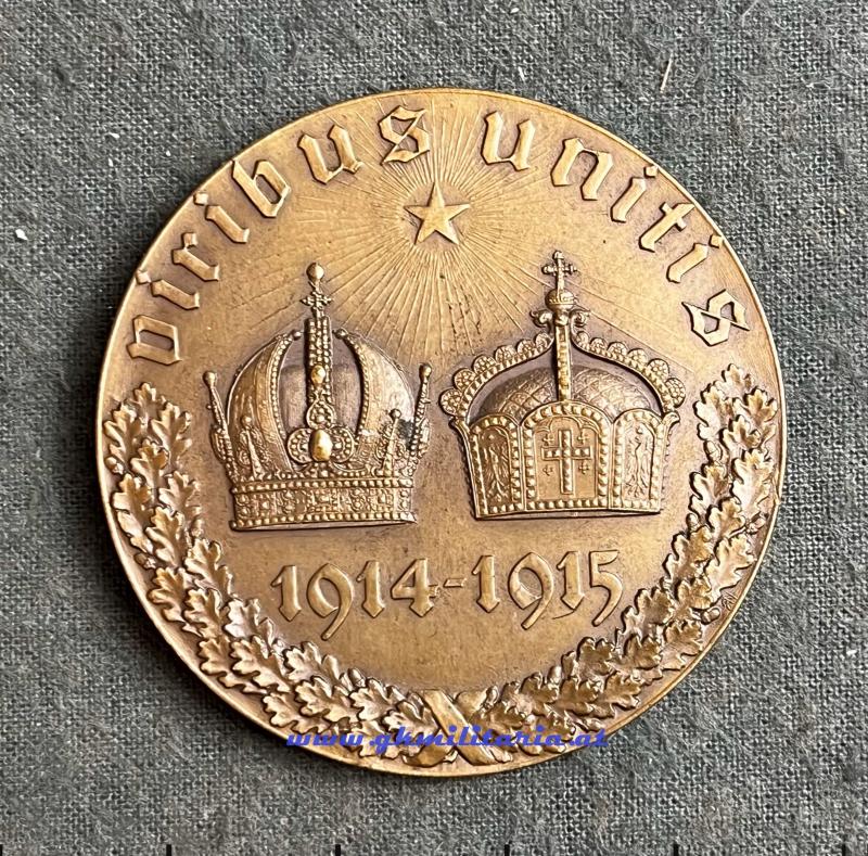 k.u.k. Medaille Gott mit uns! - Kaiser Franz Josef I./Kaiser Wilhelm II. - VIRIBUS UNITIS 1914-1915!