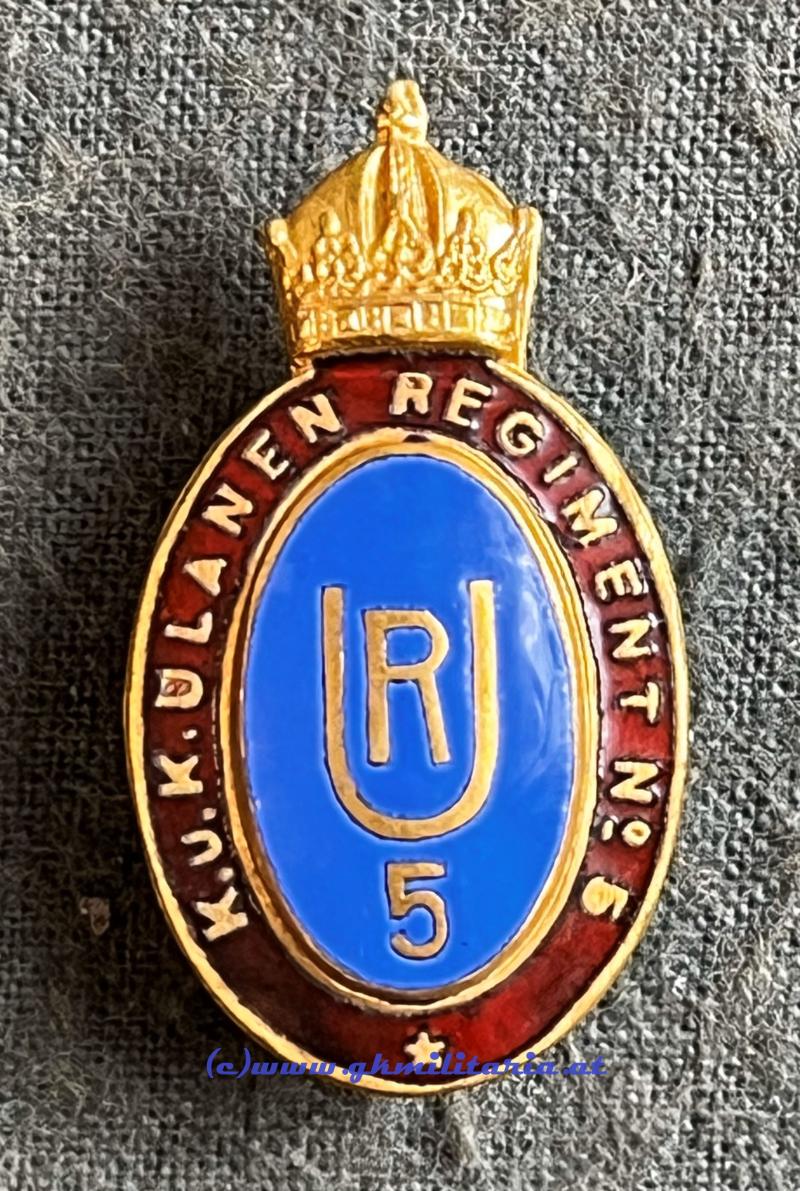 k.u.k. Kappenabzeichen - k.k. Ulanenregiment Nr. 5 - Variante hohlgeprägt !!